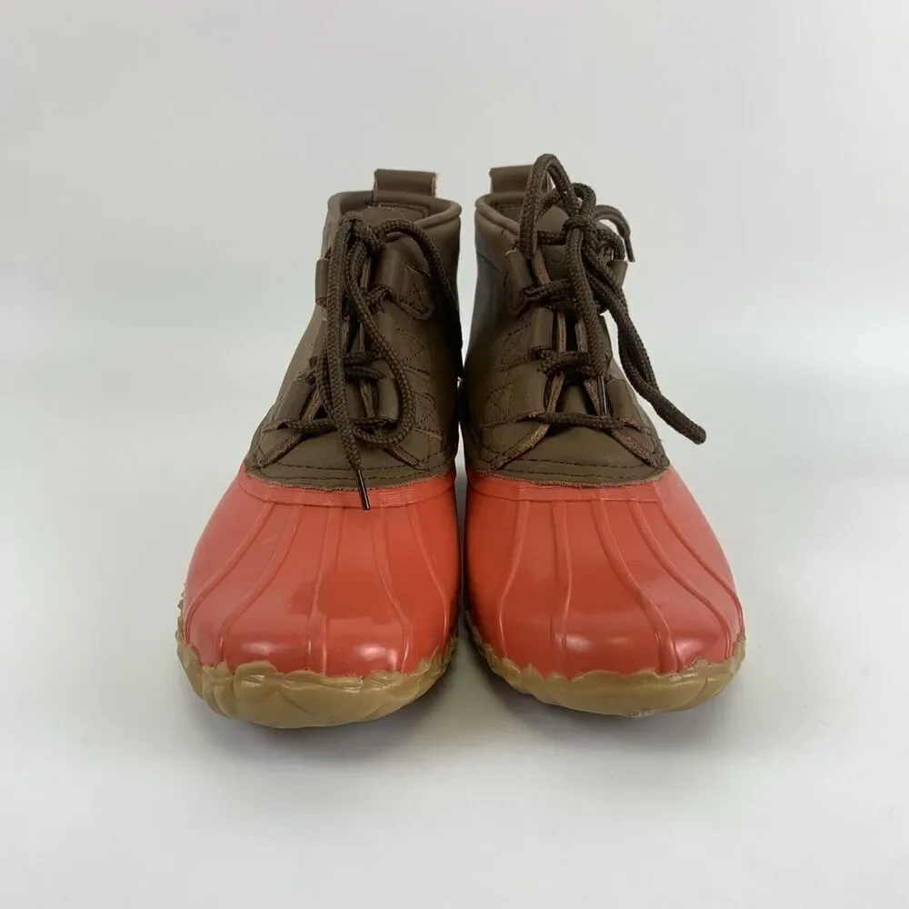 BOGO Chooka Low Duck Boot Tulip Brown Leather Lace Up Ankle Orange Waterproof 7‎